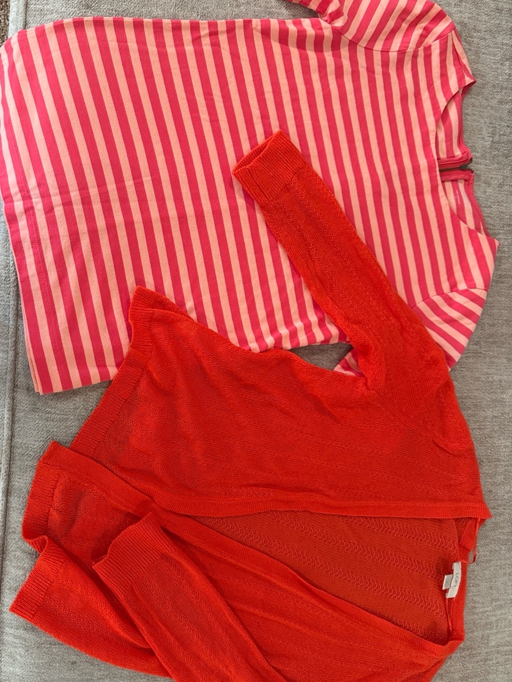 Women’s orange/peach striped Top and orange Layering Cardigan